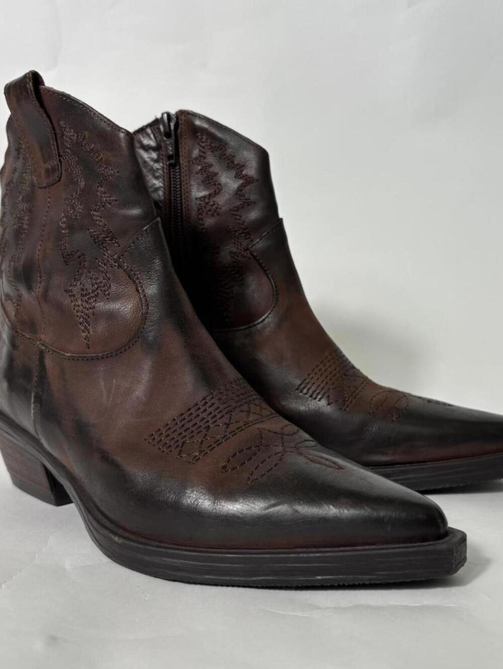 Italian leather western ankle boots by Emanuel Crasto